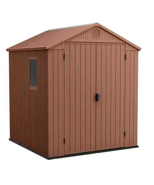 Abri Keter Darwin 6 x 6 pi à toit à deux pentes, deux portes, plancher et une fenêtre (base incluse)